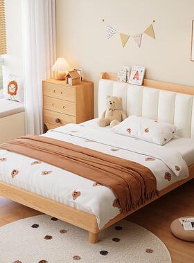 儿童床10459全简实木1.2m男橡孩女孩软包单人床卧1.5m现代约室木