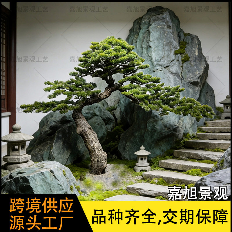大型仿真松树室内楼梯下造景