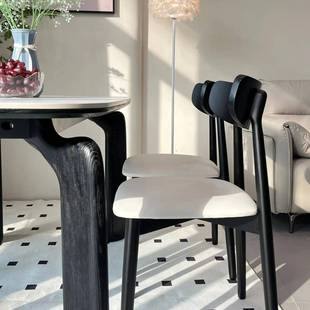 代简约实桌B01 中古黑色餐桌椅风长 木岩板餐奶油家用小现户型新款