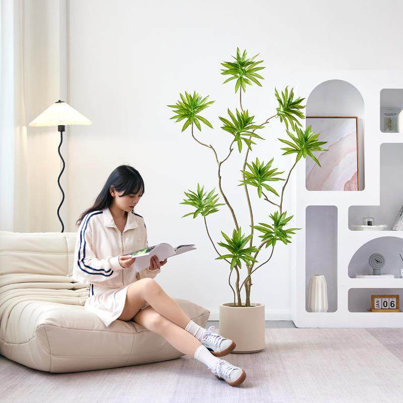 仿真合竹内盆栽端百轻高CUB奢室客厅绿植装饰落地假树盆栽摆件