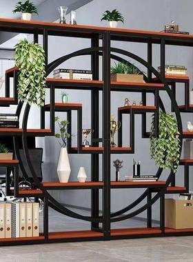 隔断屏风置KWF物架落地花客架铁艺厅办公室装饰柜墙屏餐厅玄关风