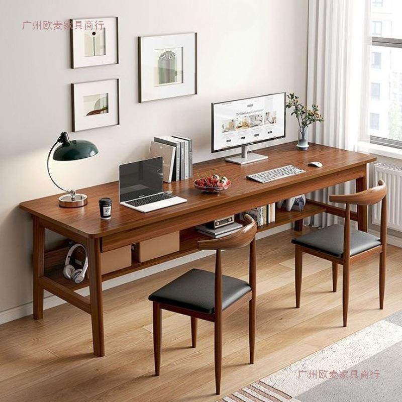 条桌子靠墙窄子见详情长方形办公桌双人书桌家用电脑长桌桌实木腿