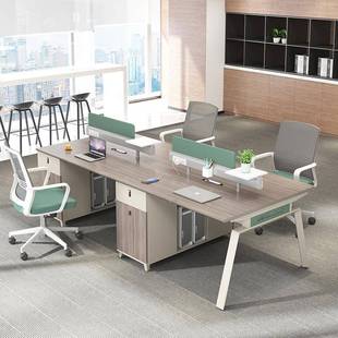 办公室桌椅员组合人面风对面职桌四人位现双代简约屏卡座办M065公