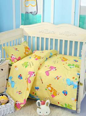 幼儿含芯被褥六儿件园套纯棉童被褥活WNX性印染卡通图案六件套