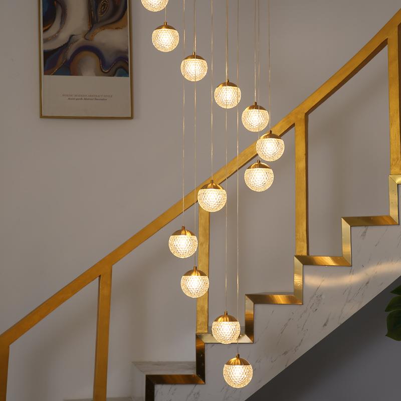 楼梯代吊灯现简意约家居复式中空轻奢创亚别墅loft公寓克QVH力球