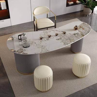 轻奢亮光风岩板全家动泡茶台MVO用客厅现代简自约网红一体式茶盘