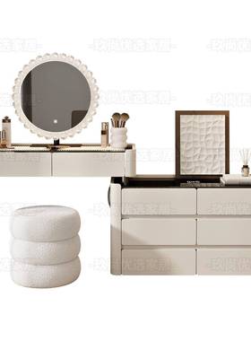 户5型实木梳妆台卧2室现代简约KAG02新款主小卧奶油风化妆桌斗柜