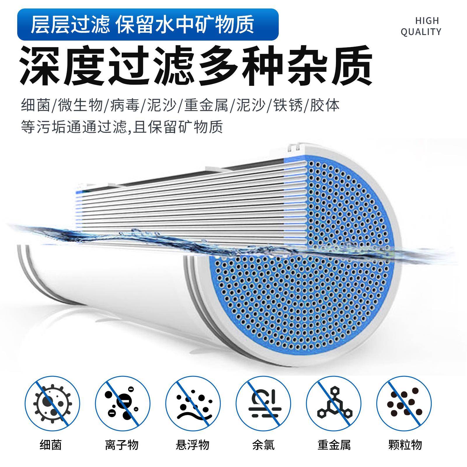 工d业通用柱式超滤膜通量XP系列大28超8DBQ0pvf中空纤维内压外压