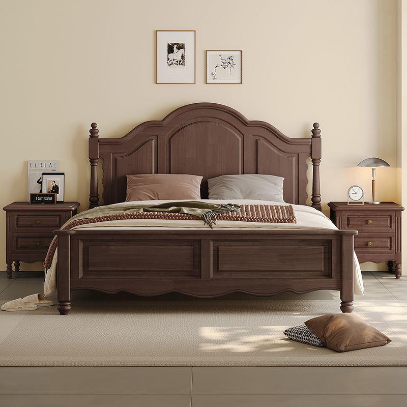 网胡红全实木床1GGS.米黑桃木色婚床8美式1.双5m高箱人床2米主卧