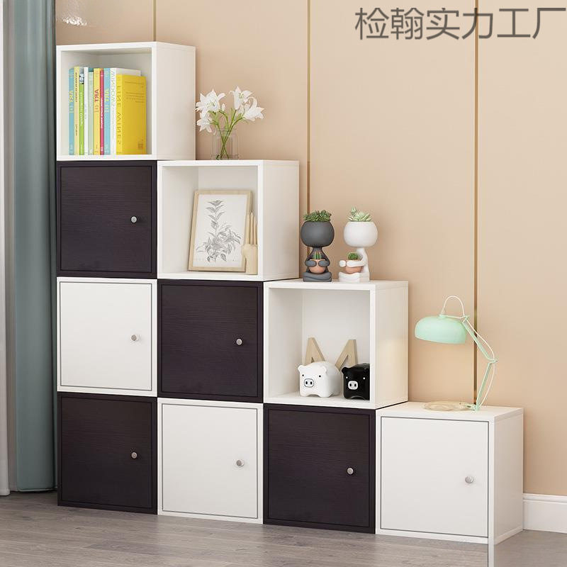 简约带门夹缝楼梯收纳矮柜