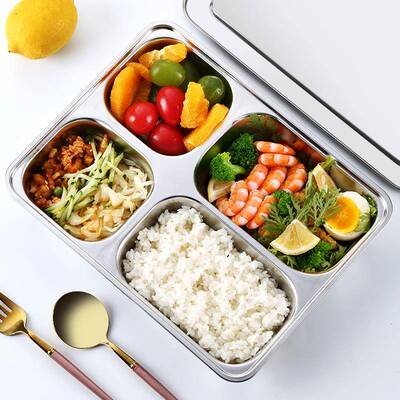 3宝04不锈钢316餐盘分MIT格商用食堂快餐盘童宝分隔子家用儿大人