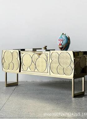 意式轻奢锈HGY钢餐边柜端高别物墅家用客不厅简约储柜创意金属玄