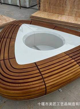 种玻璃钢树池花盆座椅户实木林围树坐凳学校公园园景观装置植HHG