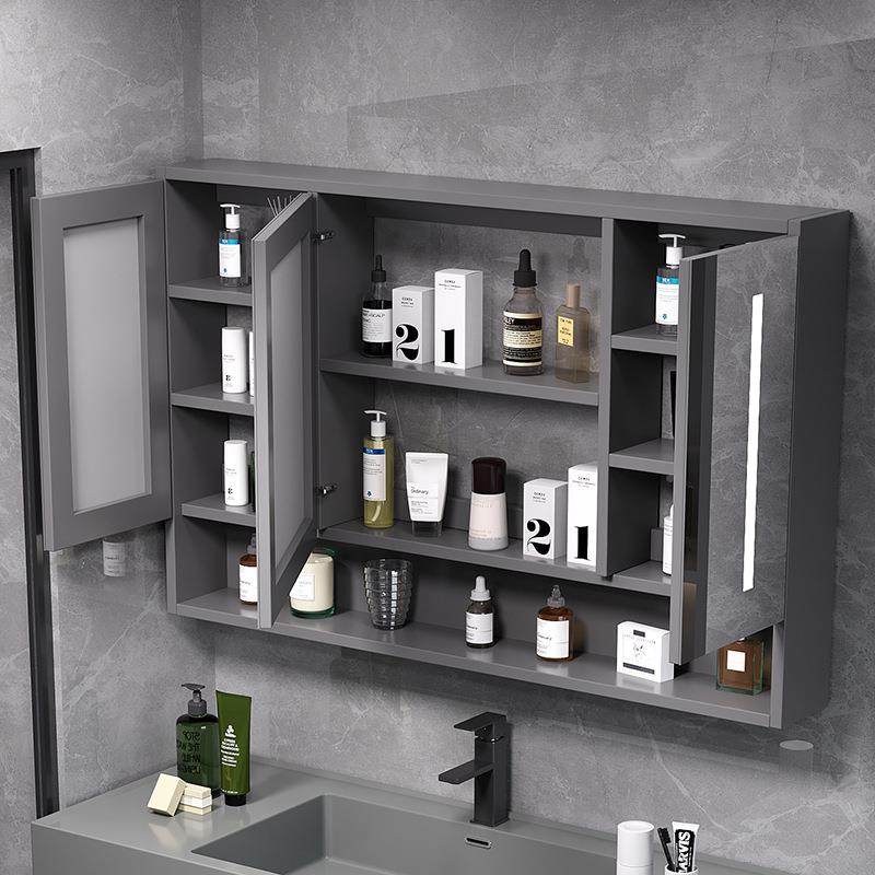 智能浴室镜柜挂物式背光灯防XDB雾墙卫带生间镜子置架单独收纳一