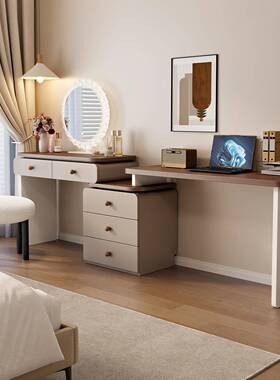 025新款法式梳妆中台书桌二合NMW一古2奶油风卧室化妆桌床尾斗一
