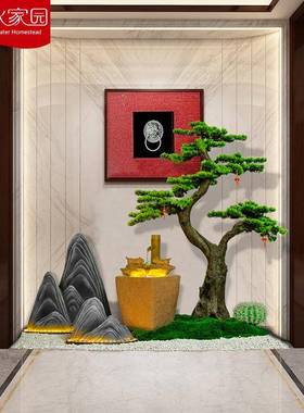 内迎景观造景客厅玄关茶室室别墅装楼梯下布置客松水景流20137水