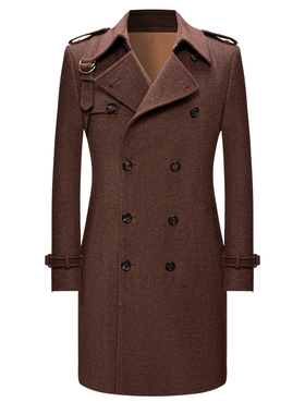 本派羊绒大衣男新款英伦风双排扣腰带羊毛外套毛呢大衣男战壕风衣