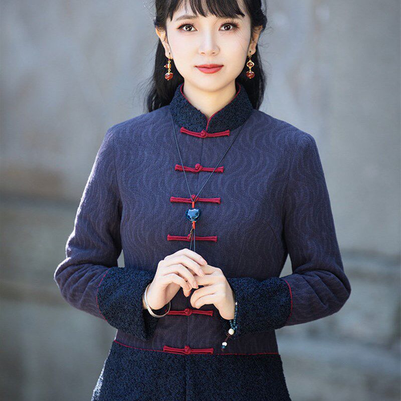 筠雅唐装女中国风秋冬过年改良旗袍上衣加厚小棉袄中式盘扣外套