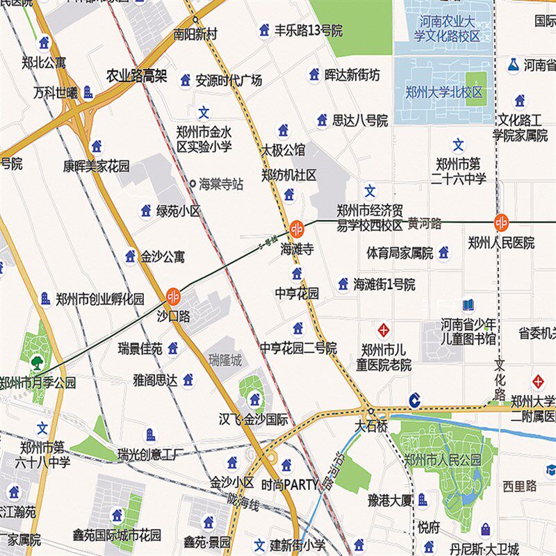 2021新款郑州市城区地图办公室挂图高清防水墙壁装饰实物推荐定制