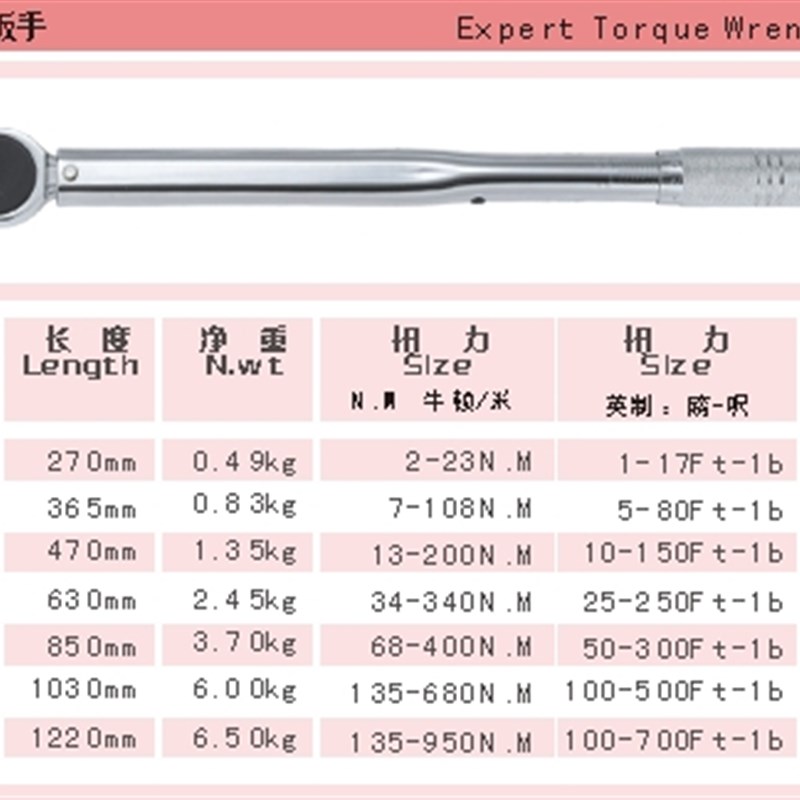 原装正品台湾力高 高级预置式扭力扳手 130-800N.M