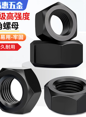 国标8.8级黑色六角螺母铁螺帽发黑螺丝帽M2M2.5M3M4M5M6M8M10M12