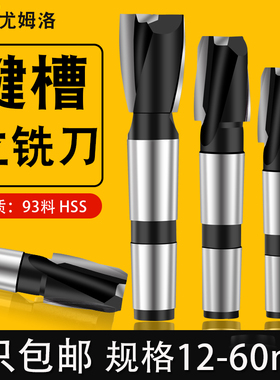 UMLO锥柄键槽铣刀2刃立铣刀高速钢加工两刃白钢超硬全磨制12-70MM