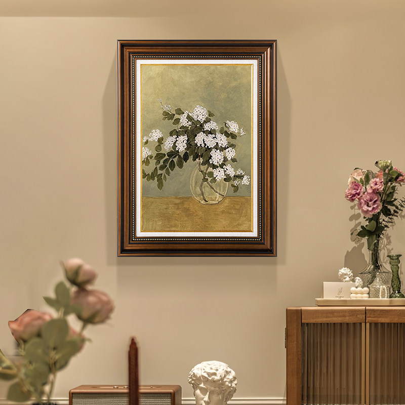 美式装饰画玄关挂画法式客厅入户走廊壁画单幅竖款油画书房卧室画
