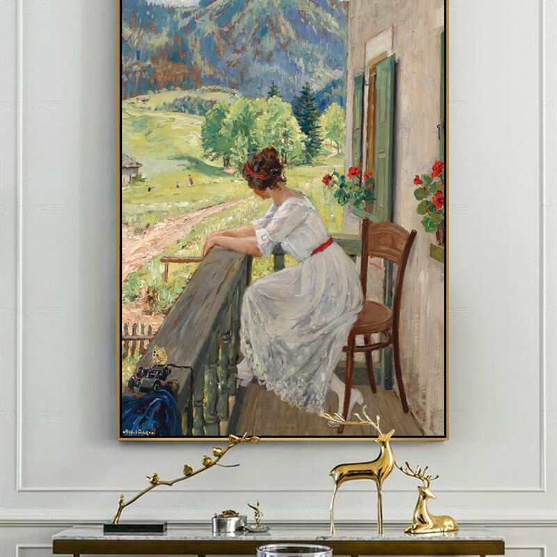 马蒂斯女欧式风景花卉油画装饰挂画铝合金轻奢复古壁画客厅卧室