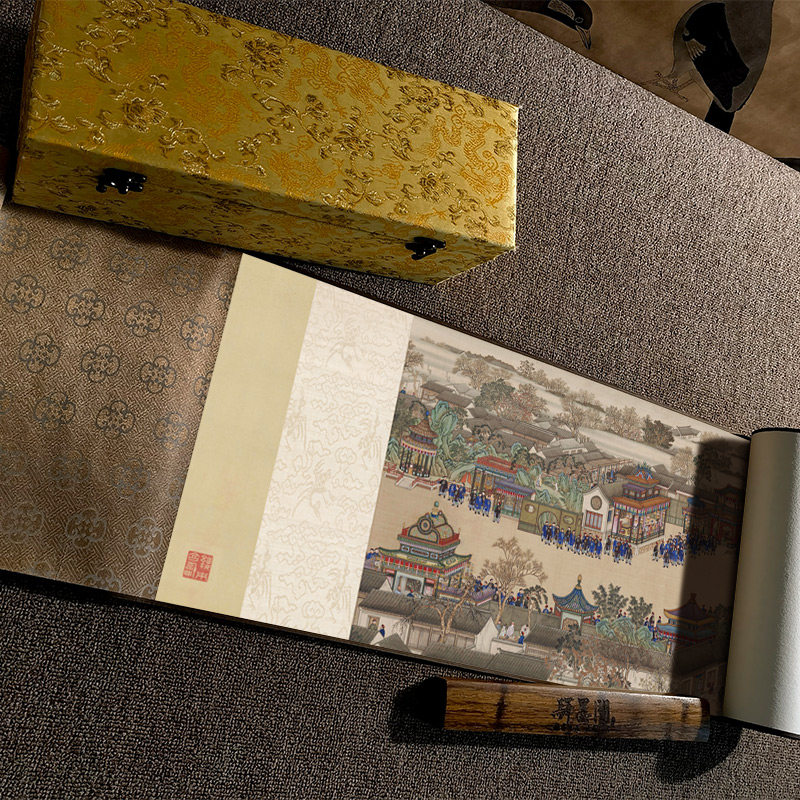 清 张廷彦 崇庆皇太后万寿庆典图人物图长卷手卷装裱收Y藏送礼国