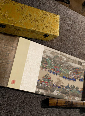 清 张廷彦 崇庆皇太后万寿庆典图人物图长卷手卷装裱收Y藏送礼国