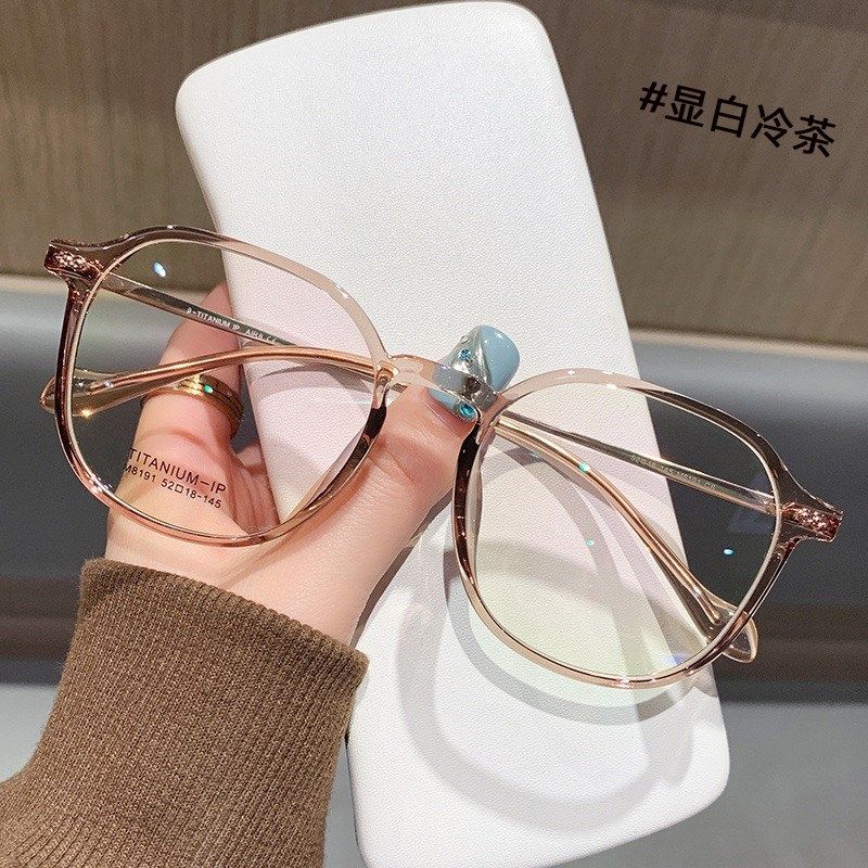 档老花镜女大框超轻时尚洋气显年轻显白冷茶色老花眼镜男防蓝光
