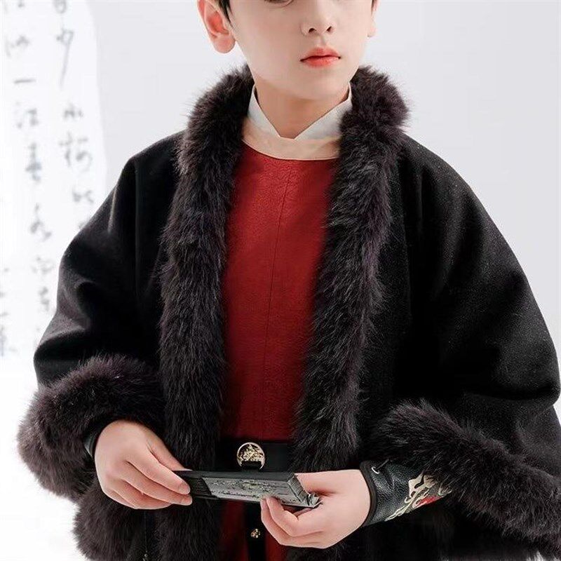 中国风男童古装明制汉服秋冬款男宝唐装加厚儿童国学服演出服冬季