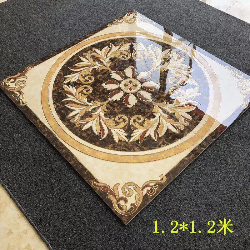 1.2x1.2i米入户玄关拼花瓷砖客厅地毯花地砖抛晶砖防滑耐磨简约