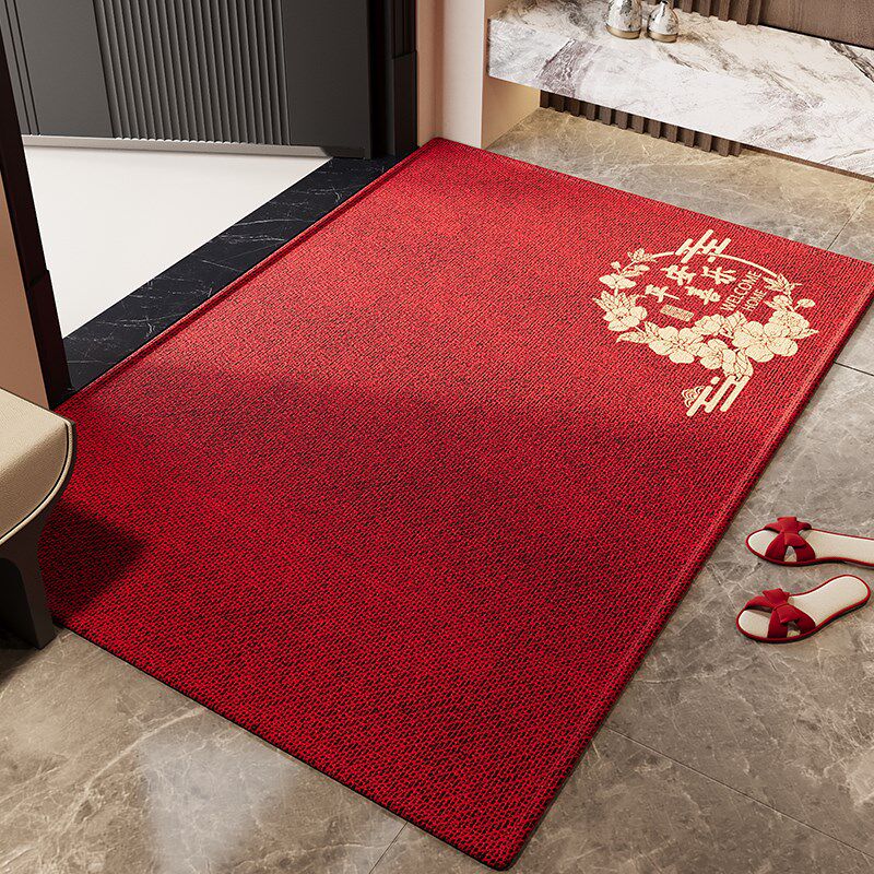 红色喜庆入户门地垫玄关新年蛇A年进门脚垫防滑耐脏除尘可裁剪定