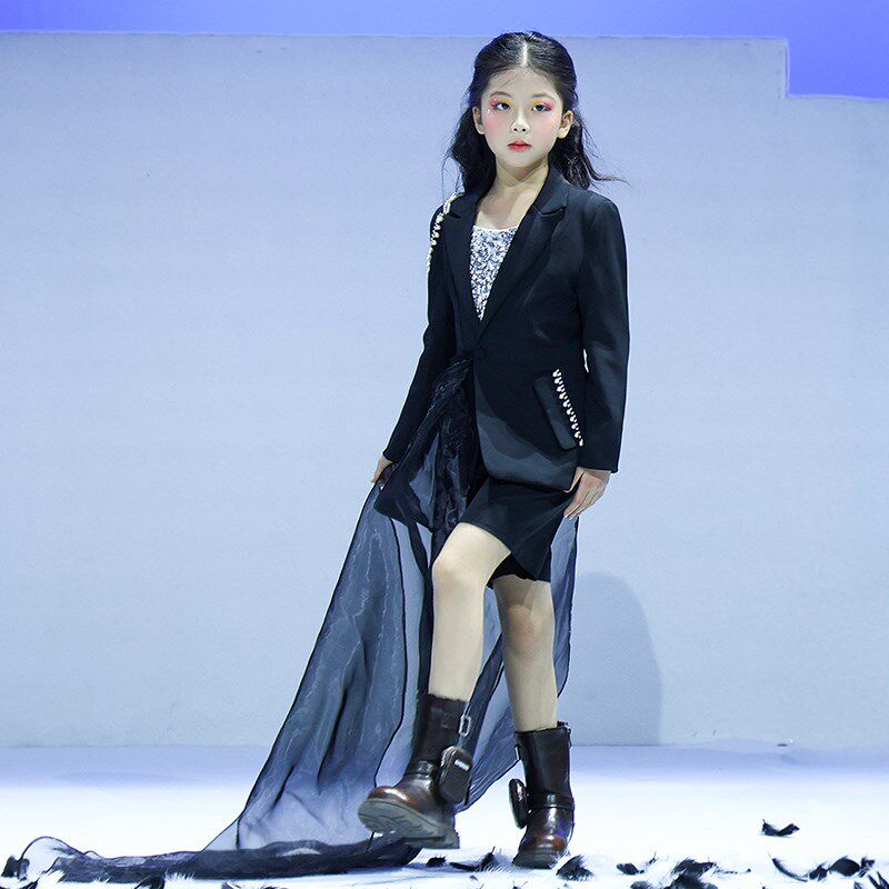 女童西装套装2025新款儿童外套礼服走秀手工小西服主持钢琴演出服