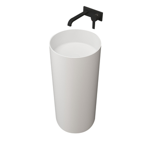 盆森洗手盆薄边圆形立柱人造石脸盆落地J式一体式独立式柱盆洗手