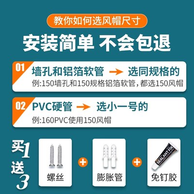 不锈钢风帽抽油烟机烟管外罩卫生C间排气口出风罩外墙通风排烟网
