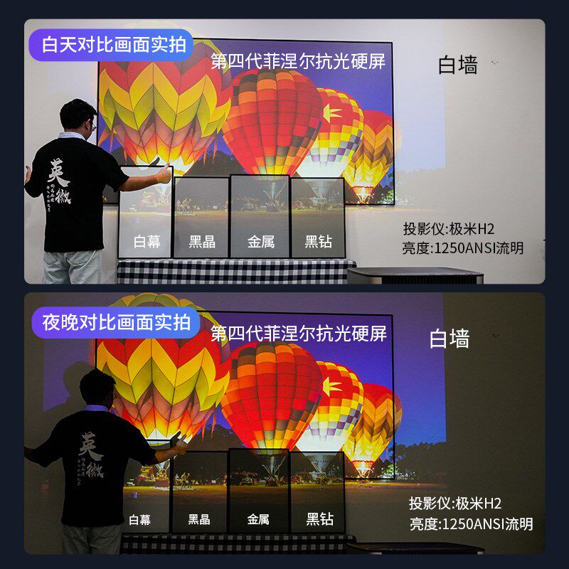 英微菲涅尔光学中长焦光栅抗光硬屏家用投影幕短焦黑栅硬屏100寸