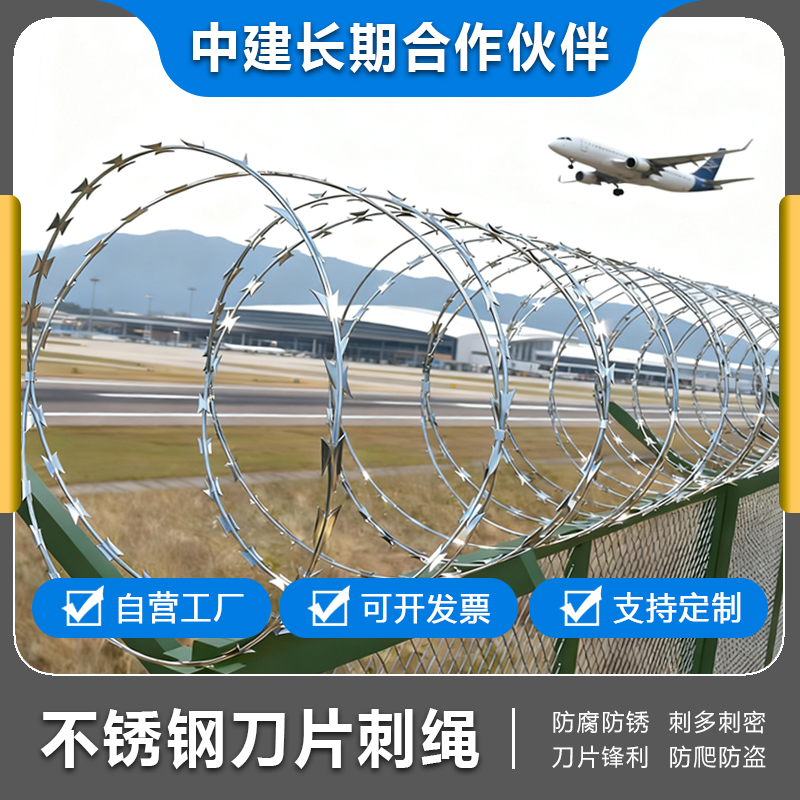 刀片刺绳不锈钢防护网刺丝滚笼防盗防爬围墙刀片热镀锌带刺铁丝网