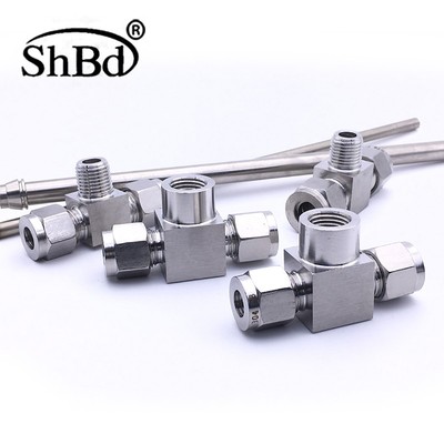 304不锈钢内丝三通M20*1.5压力表接头内螺纹气路转接头卡套三通