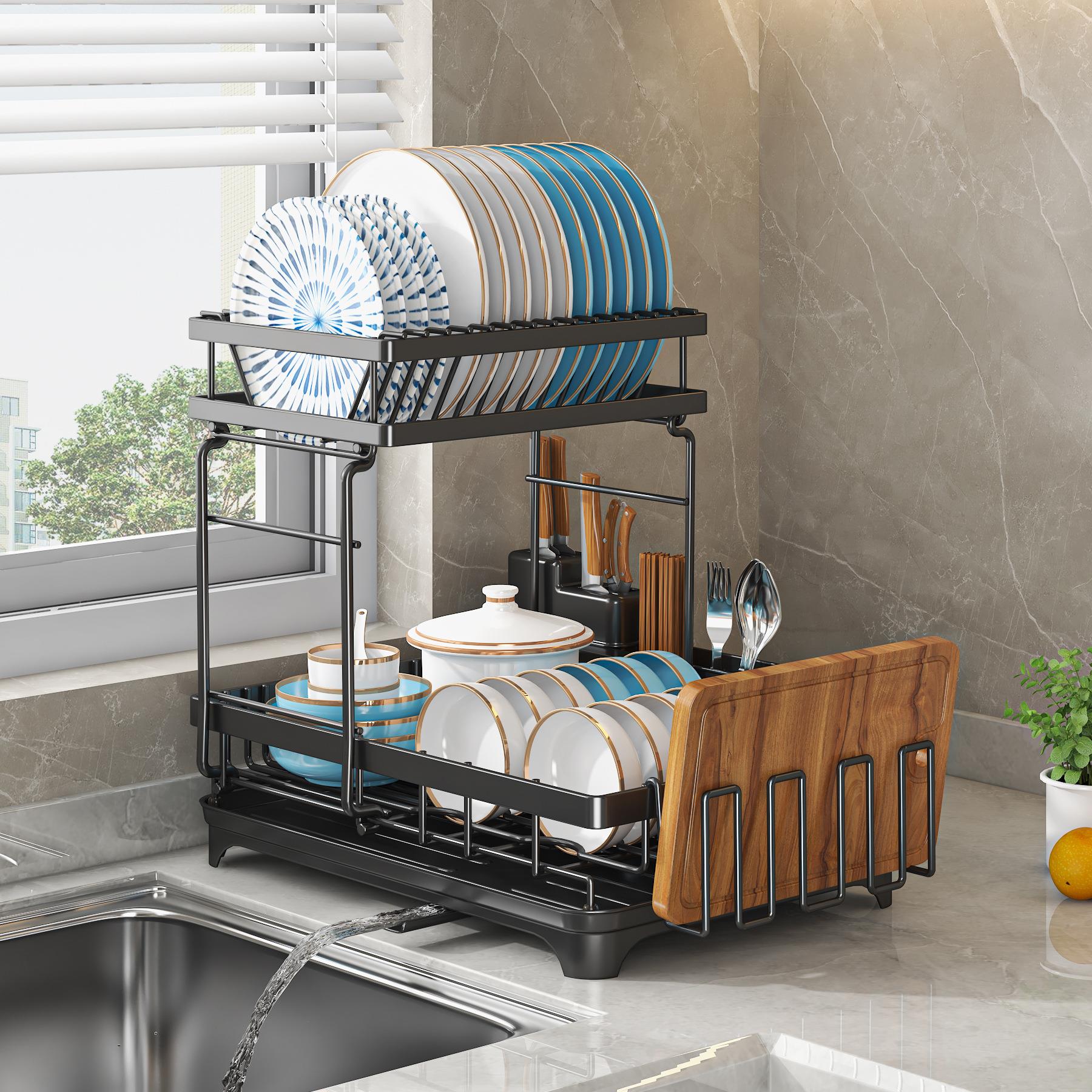 厨房收纳架沥水碗碟架家用台面多功能放碗刀叉筷子收纳盒杯架碟架