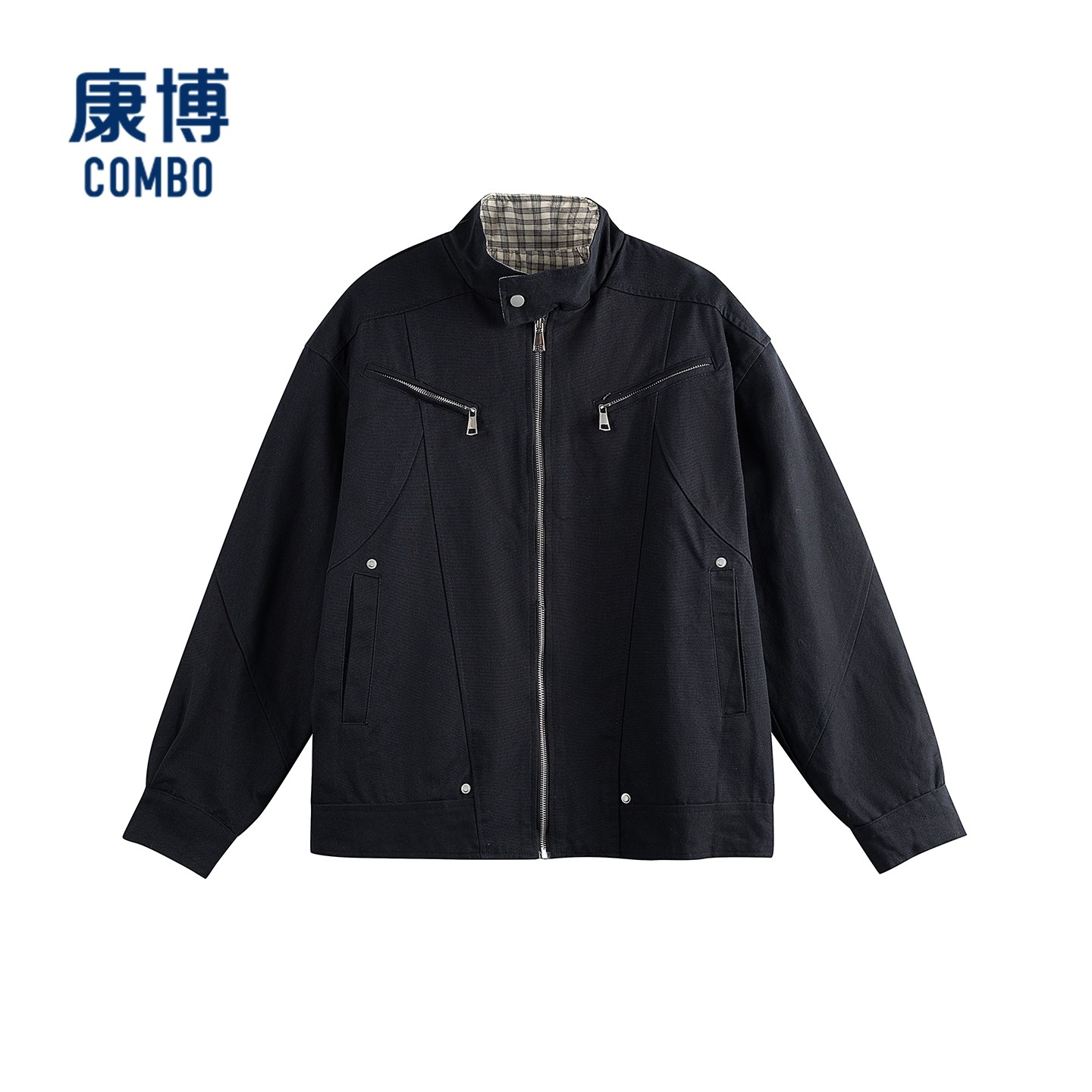 康博哈灵顿夹克男士秋冬款重磅水洗帆布立领美式工装飞行翻领外套