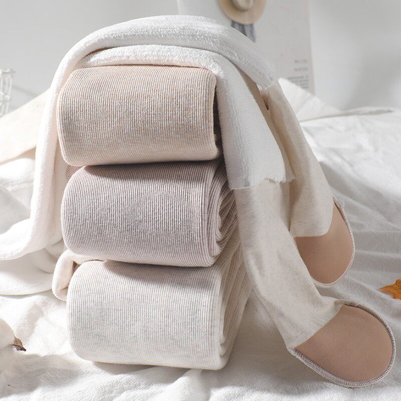 螺旋纹打底裤女外穿秋冬加绒加厚棉矮小高个子竖条加长保暖连裤袜