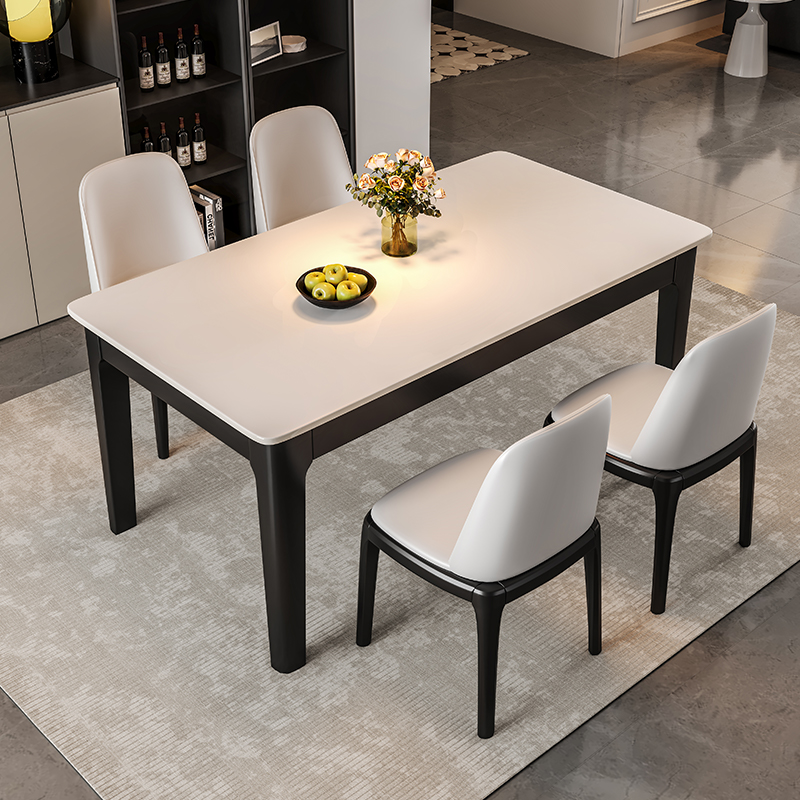 香丽华庭岩板餐桌椅子组合家用实木小户型现代简约餐桌轻奢风北欧