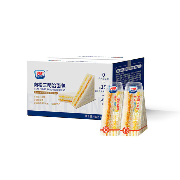 光明（Brilliant）肉松三明治60g夹心吐司全麦香芋面包早餐代餐,零食/坚果/特产,夹心面包,淘宝优惠券,粉丝福利购,淘宝优惠卷