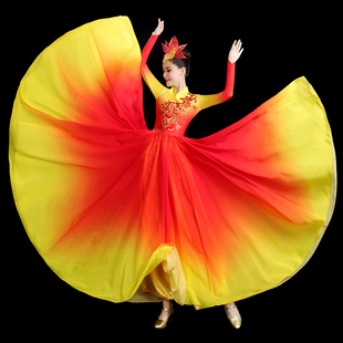 现代大气开场舞大摆裙演出服女我和我 舞台长裙 祖国大型舞蹈服装