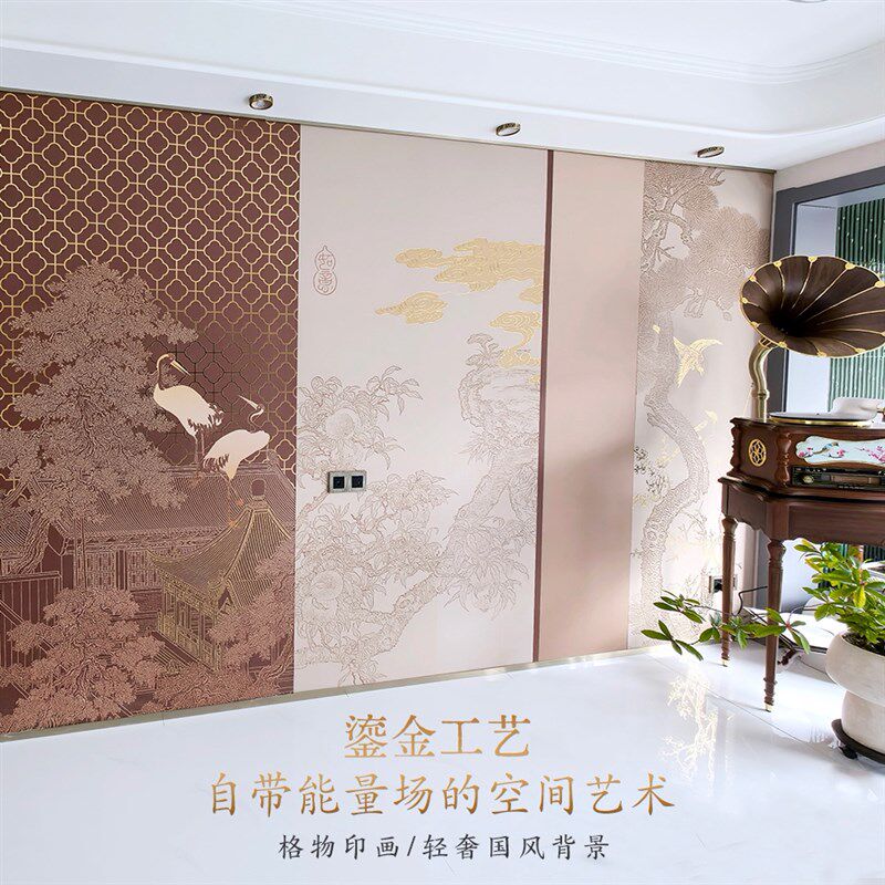 新中式迎客松浮雕壁布酒店手绘背景墙壁纸饭店门面装修复古风墙布