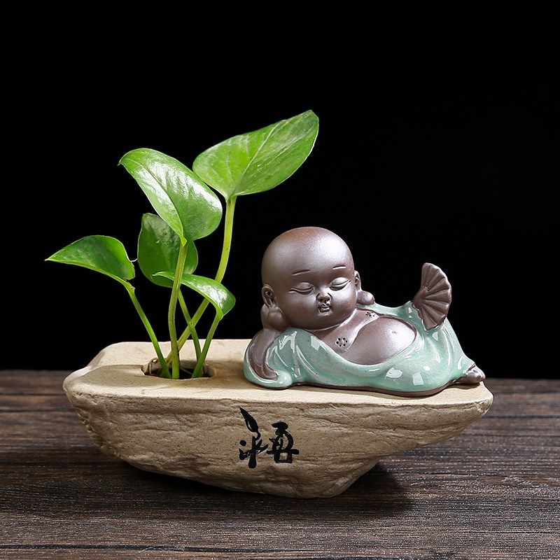 粗陶复古小花瓶陶瓷家居装饰品摆件插花干花中式客厅电视柜工艺品