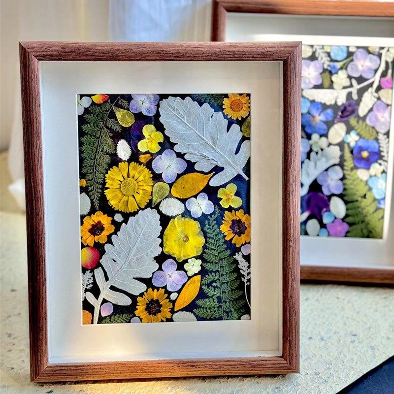 小众文艺自然系植物标本压花相框成品装饰画摆挂DIY制作团建手工