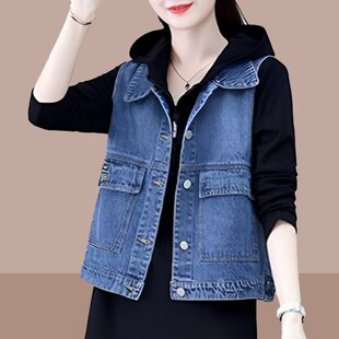 牛仔马甲女款2024新款春秋季外搭背心马夹女式洋气洋气时髦外穿